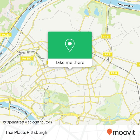 Mapa de Thai Place, 5528 Walnut St Pittsburgh, PA 15232
