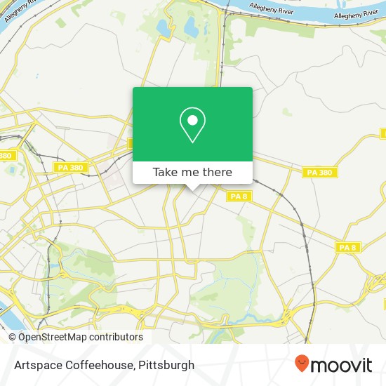 Mapa de Artspace Coffeehouse, 6736 Reynolds St Pittsburgh, PA 15206