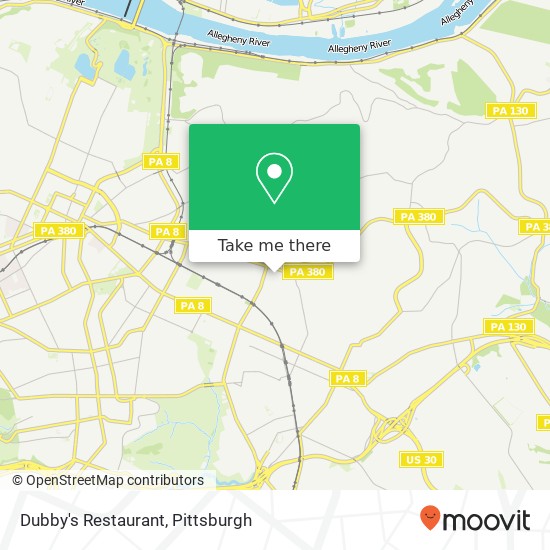 Mapa de Dubby's Restaurant, 705 Brushton Ave Pittsburgh, PA 15208