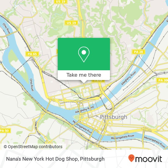 Mapa de Nana's New York Hot Dog Shop, 1110 Federal St Pittsburgh, PA 15212