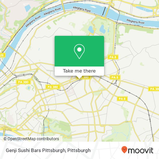 Mapa de Genji Sushi Bars Pittsburgh, 5880 Centre Ave Pittsburgh, PA 15206
