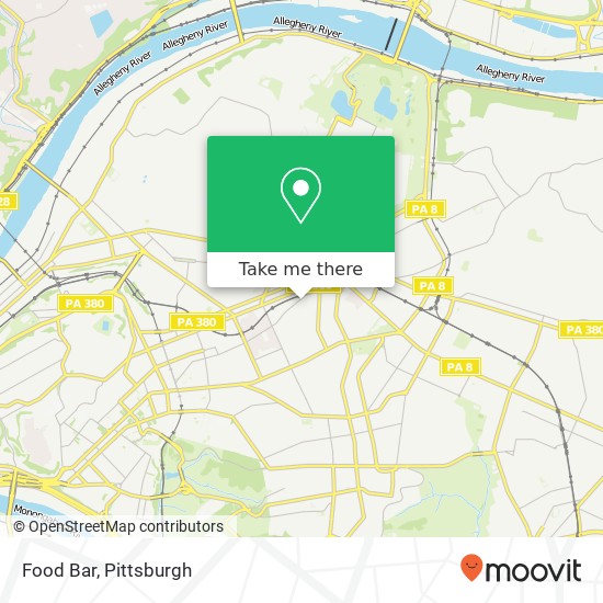 Mapa de Food Bar, 5884 Ellsworth Ave Pittsburgh, PA 15232