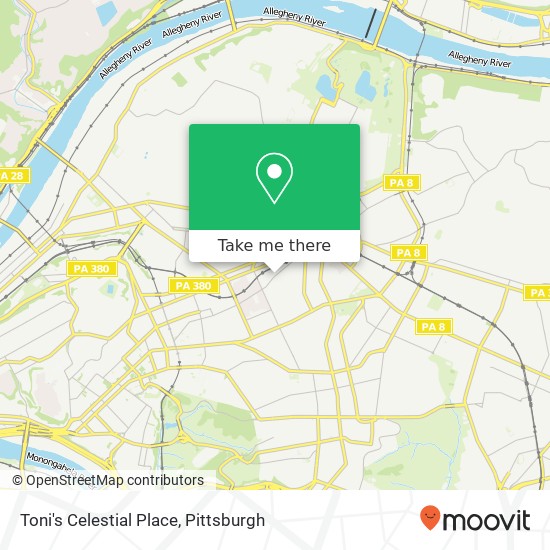 Mapa de Toni's Celestial Place, 5819 Ellsworth Ave Pittsburgh, PA 15232