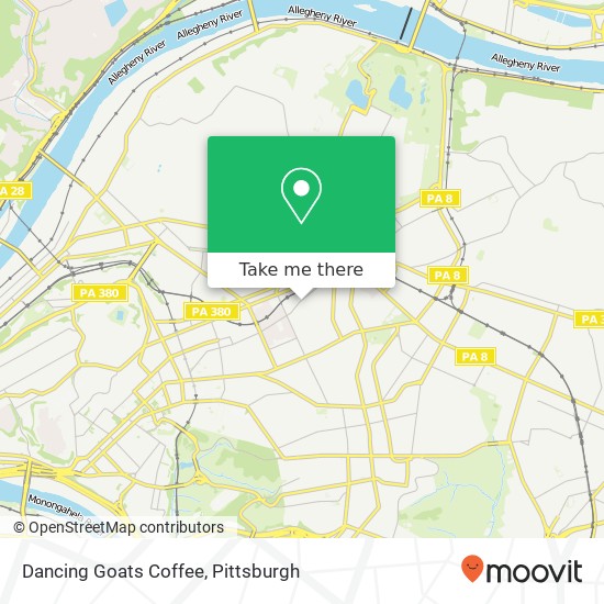 Mapa de Dancing Goats Coffee, 5830 Ellsworth Ave Pittsburgh, PA 15232