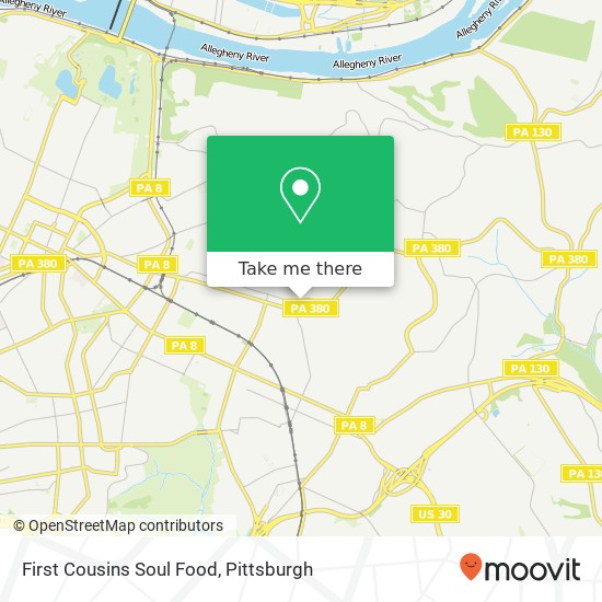 Mapa de First Cousins Soul Food, 7930 Frankstown Ave Pittsburgh, PA 15221