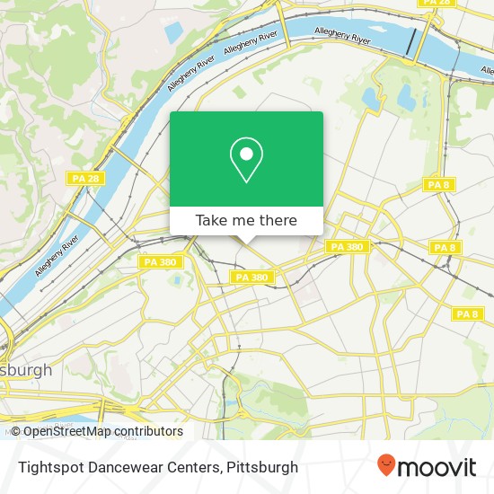 Mapa de Tightspot Dancewear Centers, 4918 Liberty Ave Pittsburgh, PA 15224