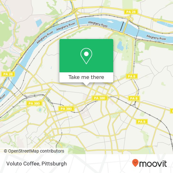 Mapa de Voluto Coffee, 5467 Penn Ave Pittsburgh, PA 15206