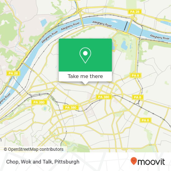 Mapa de Chop, Wok and Talk, 5404 Penn Ave Pittsburgh, PA 15206