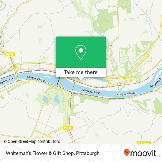 Mapa de Whiteman's Flower & Gift Shop, 14 Brilliant Ave Aspinwall, PA 15215