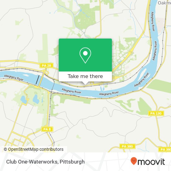 Mapa de Club One-Waterworks, 921 Freeport Rd Pittsburgh, PA 15238