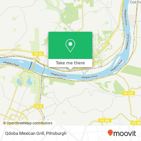 Mapa de Qdoba Mexican Grill, 1028 Freeport Rd Pittsburgh, PA 15238