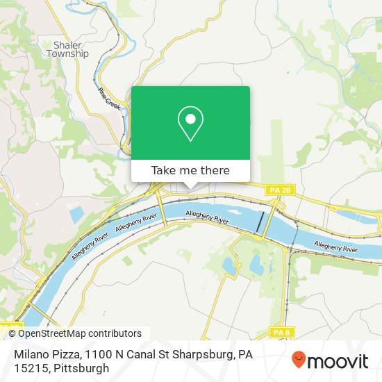 Mapa de Milano Pizza, 1100 N Canal St Sharpsburg, PA 15215