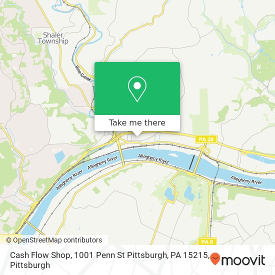 Mapa de Cash Flow Shop, 1001 Penn St Pittsburgh, PA 15215