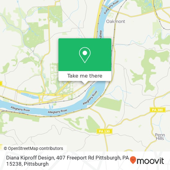 Mapa de Diana Kiproff Design, 407 Freeport Rd Pittsburgh, PA 15238