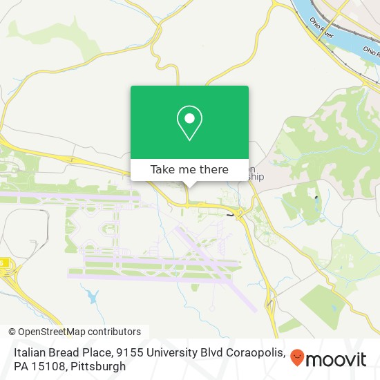 Mapa de Italian Bread Place, 9155 University Blvd Coraopolis, PA 15108
