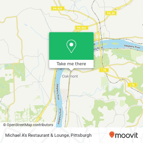 Mapa de Michael A's Restaurant & Lounge, 804 Allegheny River Blvd Oakmont, PA 15139