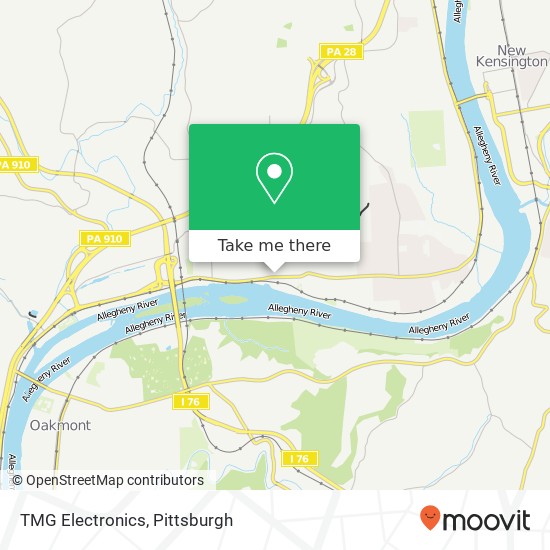 Mapa de TMG Electronics, 1105 Pittsburgh St Cheswick, PA 15024