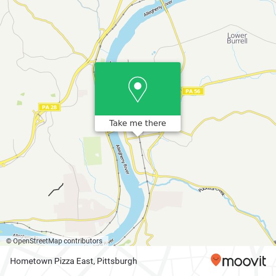 Mapa de Hometown Pizza East, 540 7th St New Kensington, PA 15068