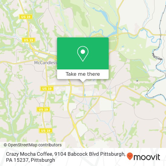 Mapa de Crazy Mocha Coffee, 9104 Babcock Blvd Pittsburgh, PA 15237