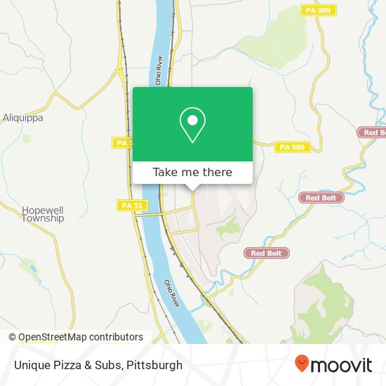 Mapa de Unique Pizza & Subs, 1314 Duss Ave Ambridge, PA 15003