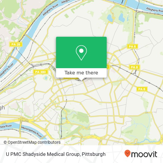 U PMC Shadyside Medical Group map