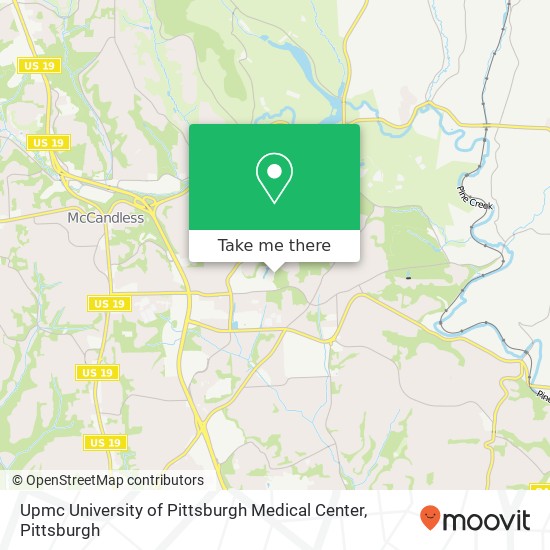 Mapa de Upmc University of Pittsburgh Medical Center