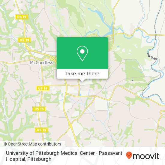 Mapa de University of Pittsburgh Medical Center - Passavant Hospital