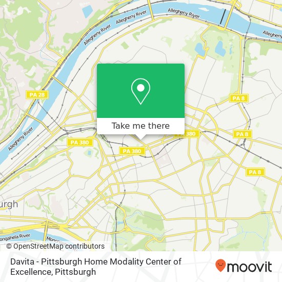 Mapa de Davita - Pittsburgh Home Modality Center of Excellence