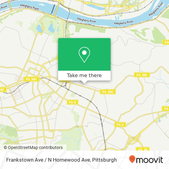 Frankstown Ave / N Homewood Ave map