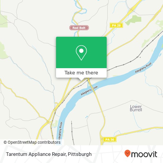 Mapa de Tarentum Appliance Repair