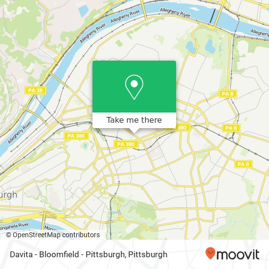 Davita - Bloomfield - Pittsburgh map