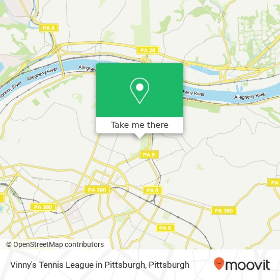 Mapa de Vinny's Tennis League in Pittsburgh