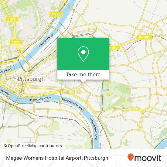 Magee-Womens Hospital Airport map