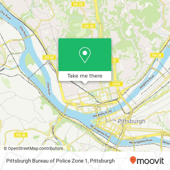 Mapa de Pittsburgh Bureau of Police Zone 1