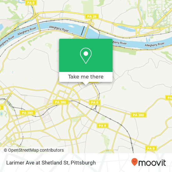 Larimer Ave at Shetland St map