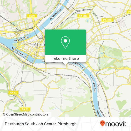 Mapa de Pittsburgh South Job Center