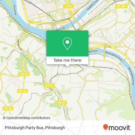 Mapa de Pittsburgh Party Bus