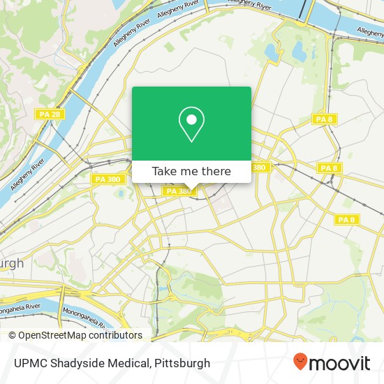 UPMC Shadyside Medical map