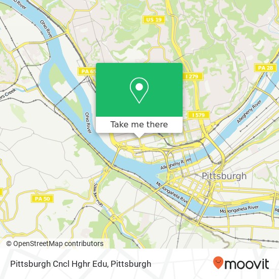 Pittsburgh Cncl Hghr Edu map