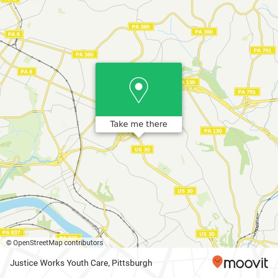 Mapa de Justice Works Youth Care