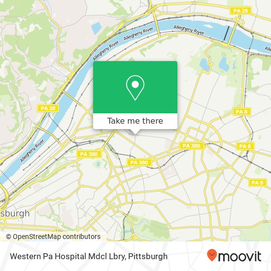 Western Pa Hospital Mdcl Lbry map