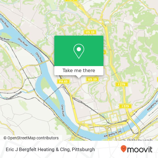 Eric J Bergfelt Heating & Clng map