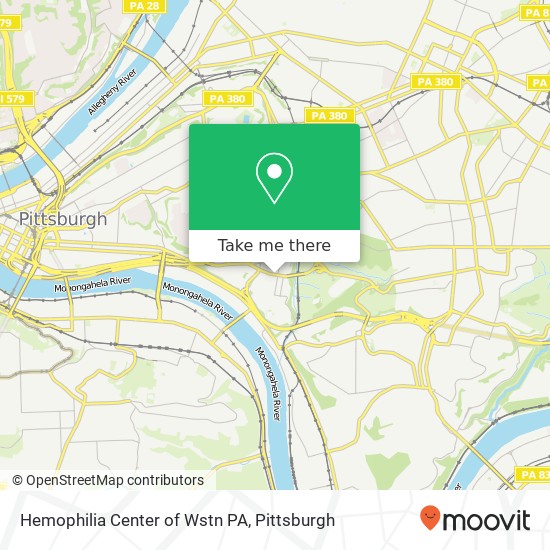 Hemophilia Center of Wstn PA map