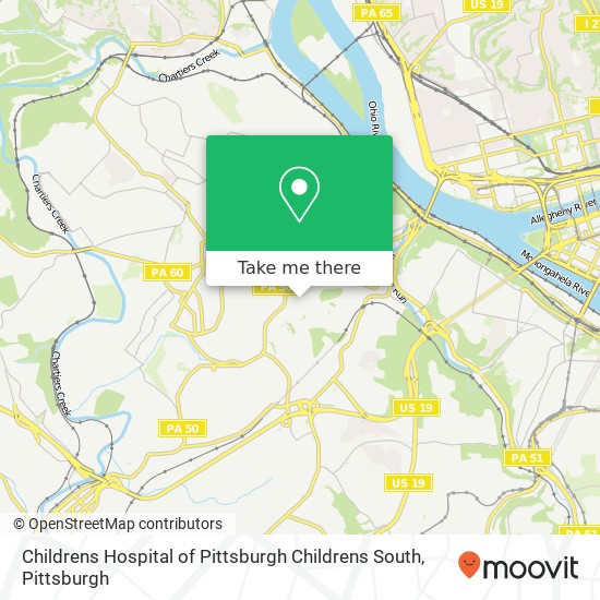 Mapa de Childrens Hospital of Pittsburgh Childrens South