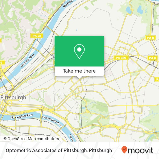 Optometric Associates of Pittsburgh map