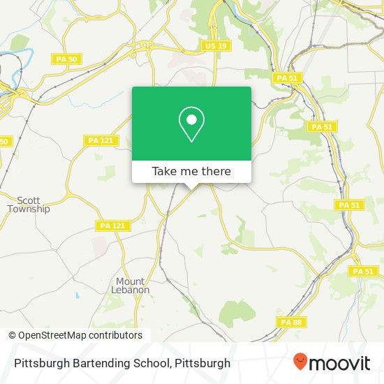 Pittsburgh Bartending School map