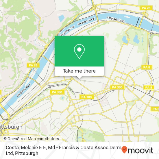 Mapa de Costa, Melanie E E, Md - Francis & Costa Assoc Derm Ltd