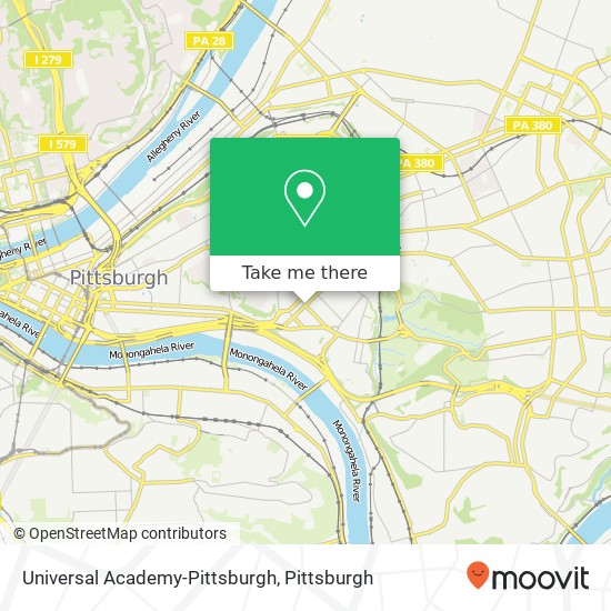 Universal Academy-Pittsburgh map