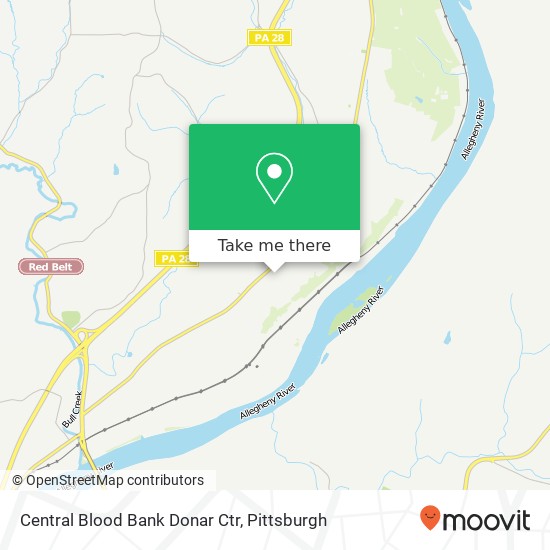 Mapa de Central Blood Bank Donar Ctr