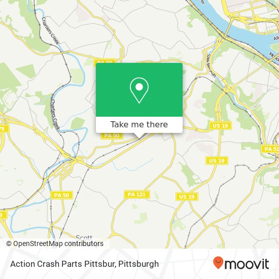 Mapa de Action Crash Parts Pittsbur